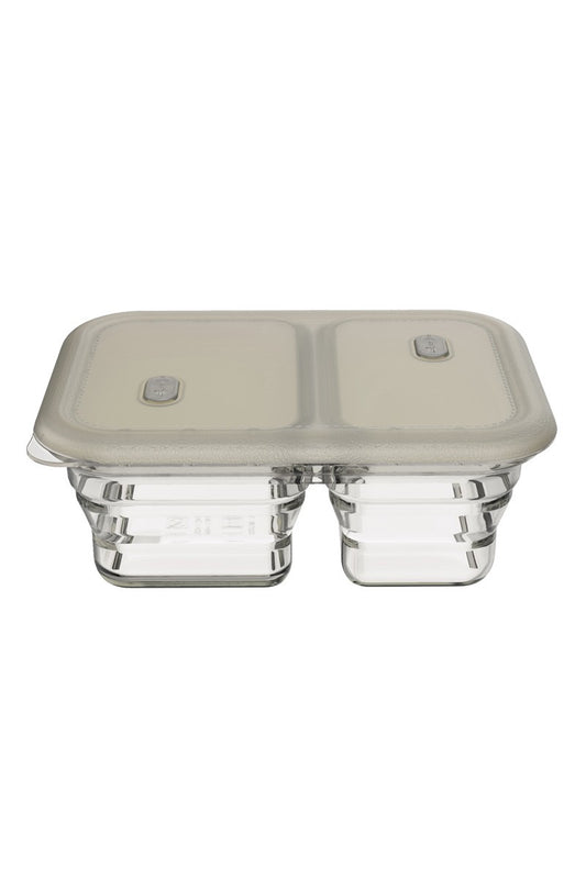 Boîte alimentaire pliable en silicone 1200 ml Gris 2 compartiments