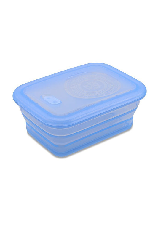 Récipient minimaliste en silicone - Pliable - 460 ml - Bleu