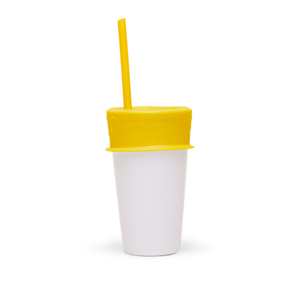 Couvercle et paille en silicone - Jaune