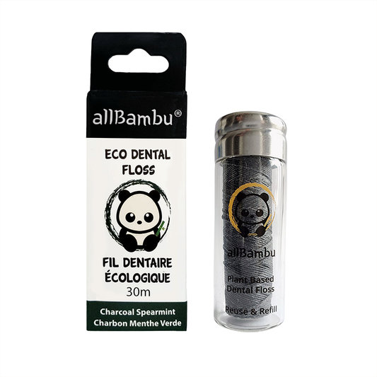 Fil dentaire écologique - Charbon et menthe verte