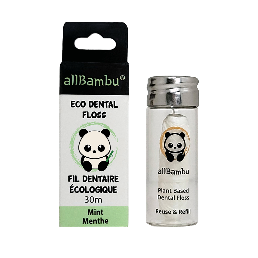 Fil dentaire écologique - Charbon et menthe verte