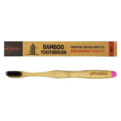 Brosse à dents en bambou en paquet individuel - Rose