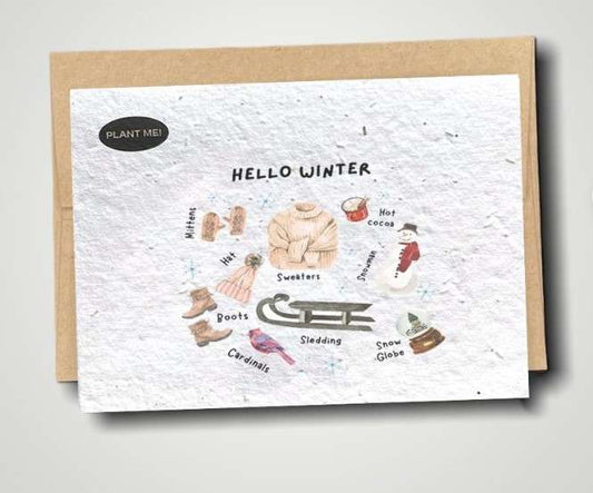 Cartes de Noël | Cartes de vœux à planter – Bonjour Noël d'hiver