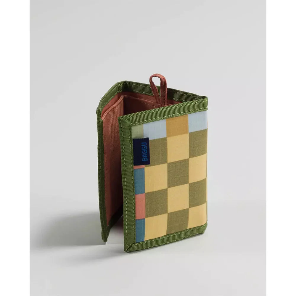 Portefeuille en nylon recyclé - Carreaux moyens multicolores