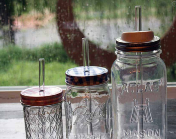 Pailles courtes en verre pour bocaux Mason d'une demi-pinte