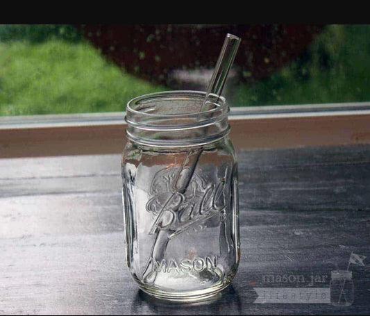 Paille en verre moyenne pour bocaux Mason d'une pinte