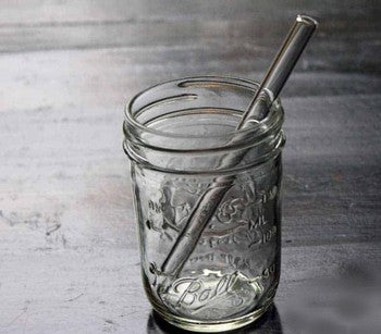 Pailles courtes en verre pour bocaux Mason d'une demi-pinte