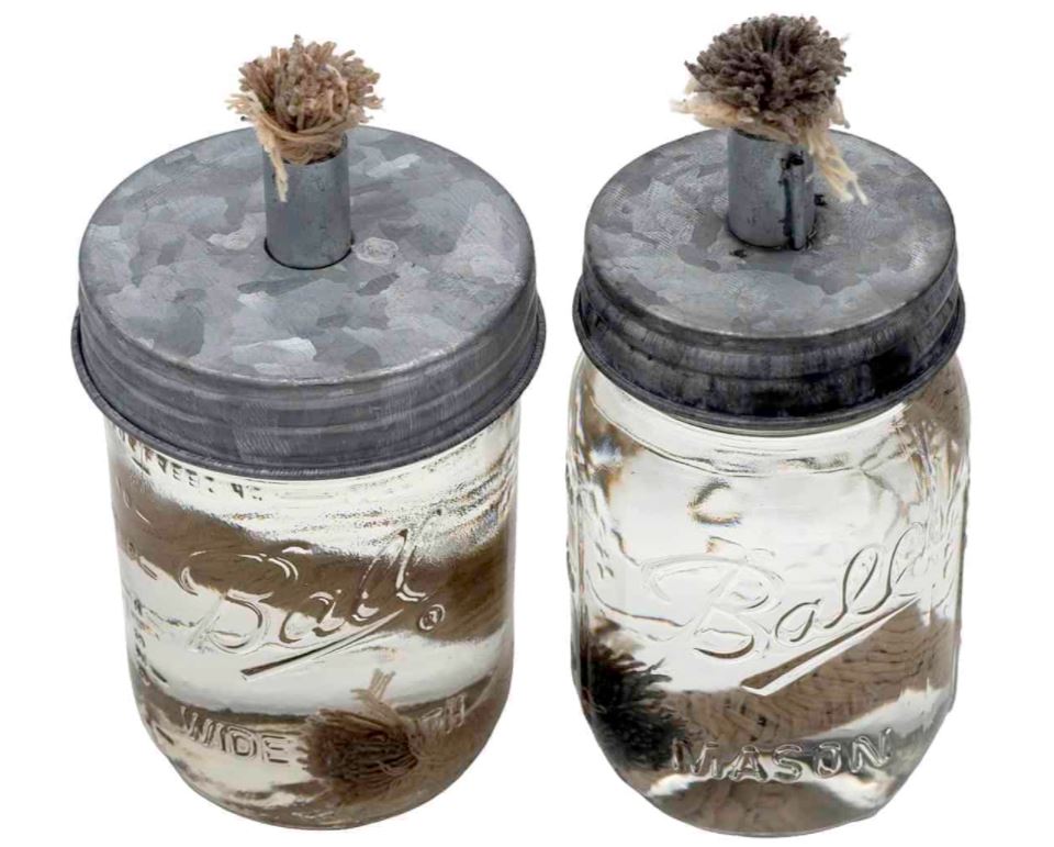 Couvercle de lampe à huile torche Tiki en métal galvanisé pour bocaux Mason - Ouverture large