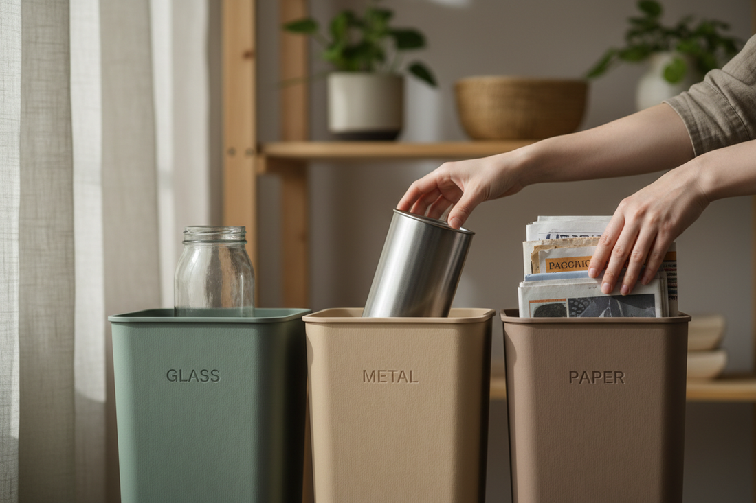 Recycling bins and waste materials showing Ontario's blue box recycling system challenges including contamination and incineration concerns