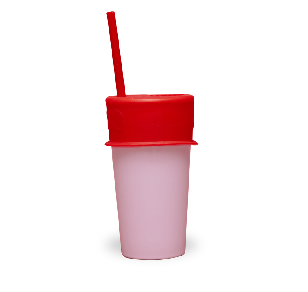 Couvercle et paille en silicone - Rouge