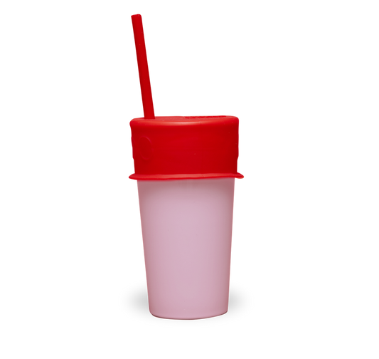 Couvercle et paille en silicone - Rouge