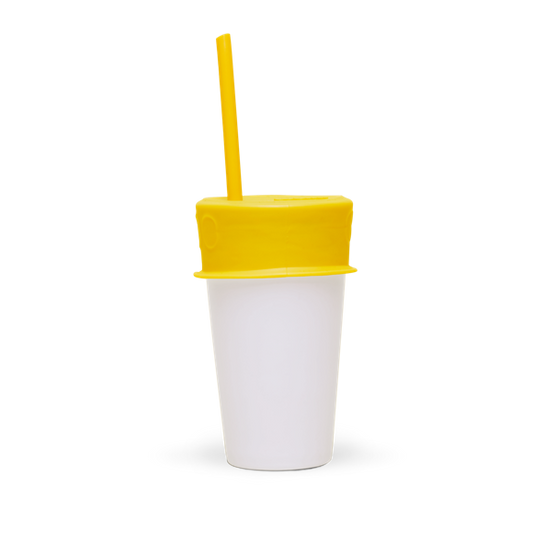 Couvercle et paille en silicone - Jaune