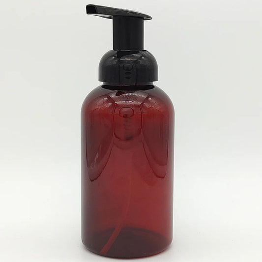 12oz Amber Foamer Bottle with Black Foaming Pump | Plastic