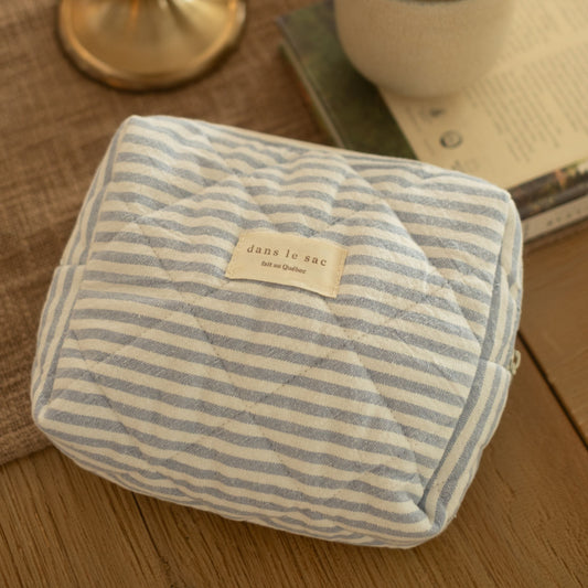 Pochette matelassée en coton biologique - Collection rayée