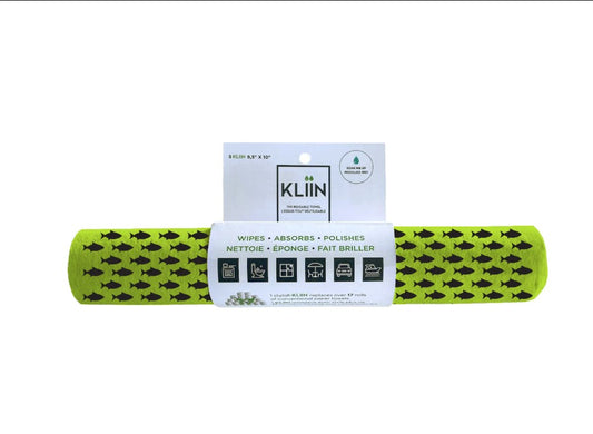 Rouleau de serviette en tissu Kliin - Vert avec poisson noir