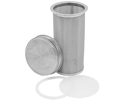 Infuseur à café et thé infusés à froid avec filtre en acier inoxydable et couvercle pour bocaux Mason